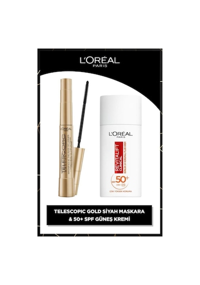 L'Oreal Paris Telescopic Maskara + Revitalift Clinical Leke Karşıtı Güneş Koruyucu Yüz Kremi SPF50+ 50 ML