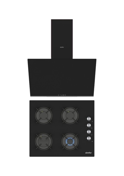 Simfer Siyah 2'li Cam Ankastre Set (3046 Ocak + 8727 Davlumbaz)