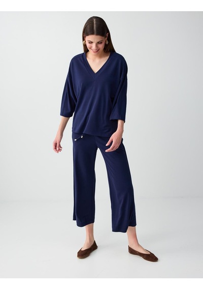 Jimmy Key Lacivert Beli Bağlamalı Rahat Bol Paça Jogger Pantolon 6sw117236494