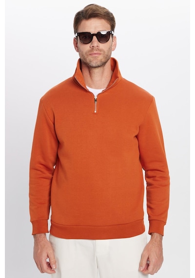 Tudors Unisex Relax Fit Rahat Kesim Pamuklu İçi Polarlı Yarım Fermuarlı Kiremit Renk Dik Yaka Sweatshirt-31451 Kiremit Tudors Unisex Relax Fit Rahat Kesim Pamuklu İçi Polarlı Yarım Fermuarlı Kiremit Renk Dik Yaka Sweatshirt-31451 Kiremit
