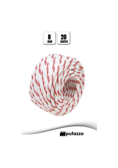 İskota Halat 8mm 20m - Polyester Örme Halat Dayanıklı Gemici, Denizci, Kamp Ve Dağcı İpi
