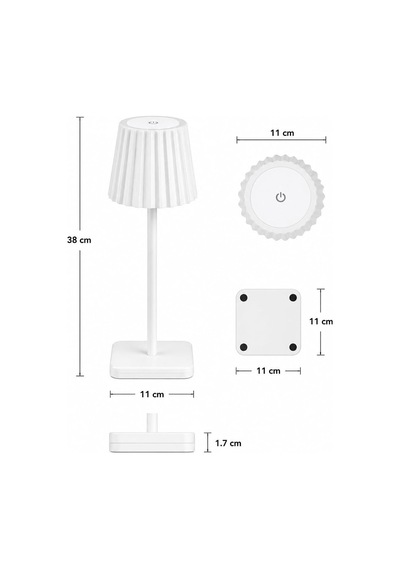 Merida Şarjlı Led Masa Lambası 3 Renk 3000k-4500k-6000k Dimmer Ayarlı Dokunmatik Kablosuz Type-c Şarjlı Çok Renkli