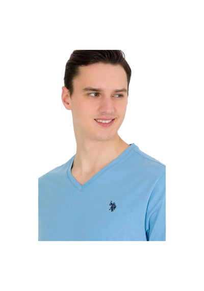 U.S. Polo Assn. Erkek V Yaka T-shirt Mavi