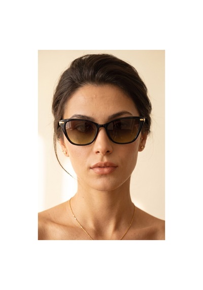 Kadın Polarize Cat Eye Güneş Gözlüğü Kahverengi Uv400 Korumalı Siyah