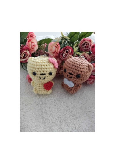 Amigurumi Oyuncak Anahtarlık Hediyelik Sevgili Ayıcıklar 6-7 Cm - 2 Adet
