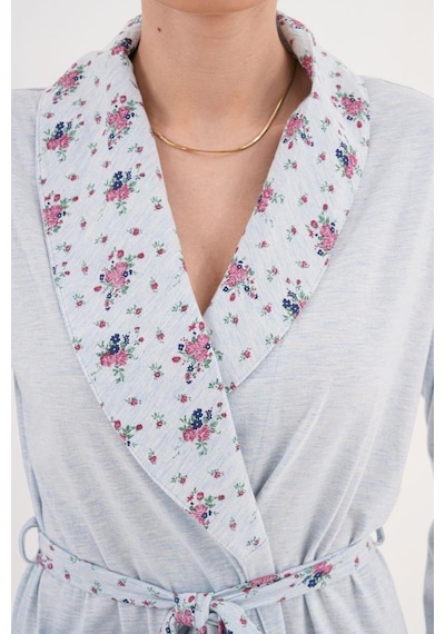 Mecit Pijama Mecit 6319 Mavi Büyük Beden Kadın Sabahlık Pijama Gecelik Set Mavi