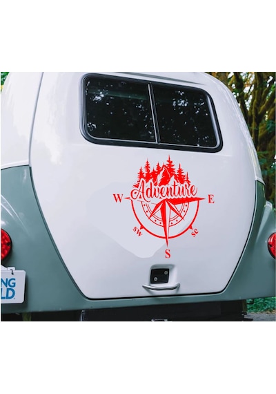Pusula Ve Macera Sticker - Adventure 4x4 Off Road Pickup Sticker - Araba Oto Karavan Sticker - 00302 60x52 Cm