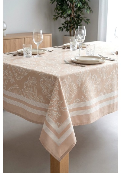 Dekoratif Baskılı Mutfak Salon Masa Örtüsü 150x150 cm Sıvı Geçirmez Ev Sunum Sofra Örtüsü Paisley