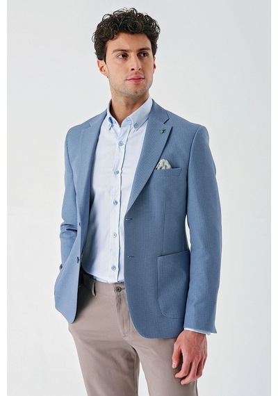 İmza Örme Mono Yaka Çift Yırtmaç Likralı 6 Drop Slim Fit Dar Kesim Klasik Ceket 1002240138 - Açık Mavi İmza Örme Mono Yaka Çift Yırtmaç Likralı 6 Drop Slim Fit Dar Kesim Klasik Ceket 1002240138 - Açık Mavi