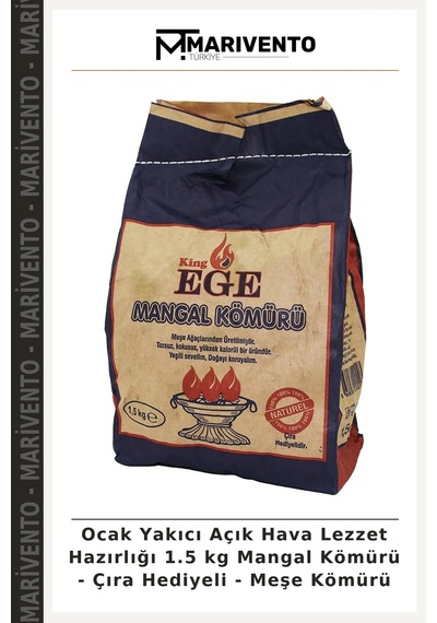 Ocak Yakıcı Açık Hava Lezzet Hazırlığı 1.5 Kg Mangal Kömürü - Çıra Hediyeli - Meşe Kömürü