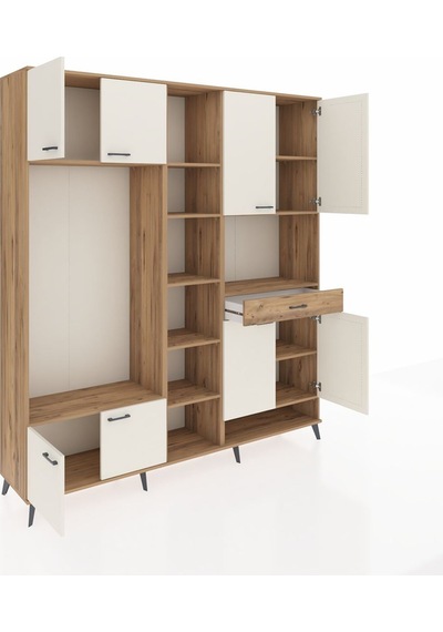 Hyperion Dolap 12 Raflı Tek Çekmeceli 8 Kapaklı 220x44x243 Çam-aytaşı/çam Çok Renkli Hyperion Dolap 12 Raflı Tek Çekmeceli 8 Kapaklı 220x44x243 Çam-aytaşı/çam Çok Renkli