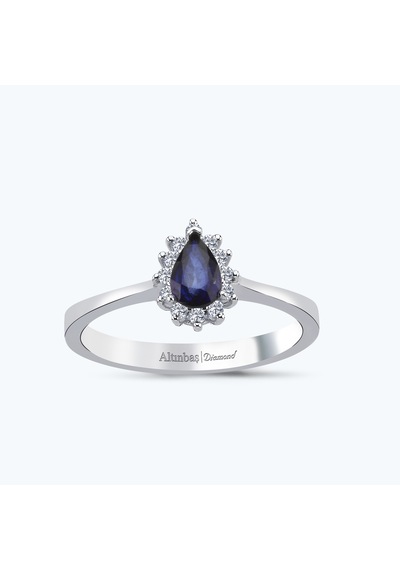 Altınbaş Pırlanta Safir Damla Yüzük Erm1043s-14k