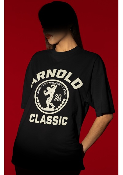Tasarım Arnold Classic Bodybuilding Fitness Sporcu Baskılı Unisex Siyah