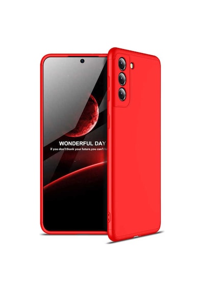Galaxy S21 Kılıf Zore Ays Kapak Siyah-Kırmızı