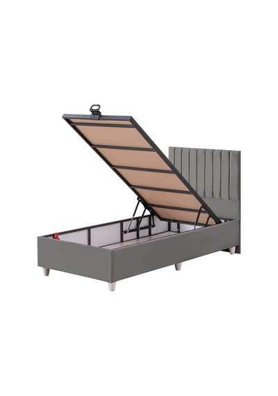 İkili Baza Seti, Alessa Tek Kişilik Baza Başlık Seti, Gri - 100x200 Cm 100 x 200