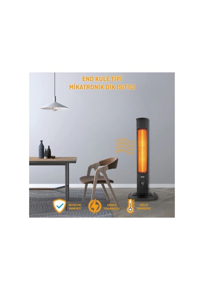 Minisan Kule Tipi Mikatronik Dik Isıtıcı 2000 W Termostatlı Devrilme Emniyetli Elektrikli Soba