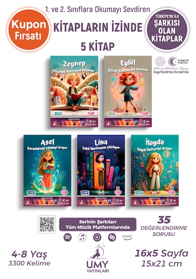 Umy Yayınları Kitapların İzinde Seti 5 Kitap - Çocuklar İçin Hayal Gücü, Dikkat Ve Problem Çözme Becerisi Geliştiren Macera Seti