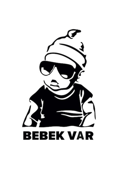 Bebek Var Oto Cam Sticker Siyah 9,5 15 Cm