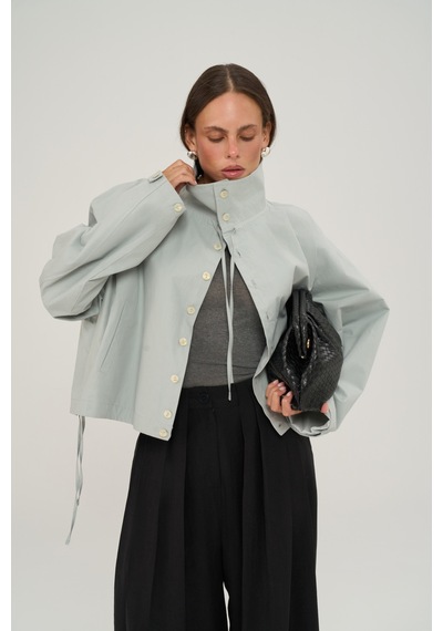 Mai Collection Liora Düğmeli Bomber Buz Mavi Ceket