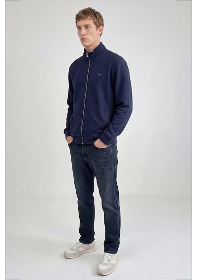 Wrangler Pamuklu Relaxed Fit Dik Yaka Fermuarlı Selanik Örgü Sweatshirt Lacivert