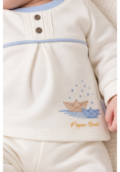 Babyhola %100 Pamuk Erkek Bebek Alt Üst Takım 13748 Mavi
