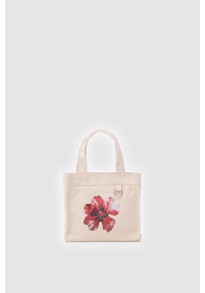 Shule Bags Salva Mini Desenli Kanvas Çapraz Çanta Krem Krem