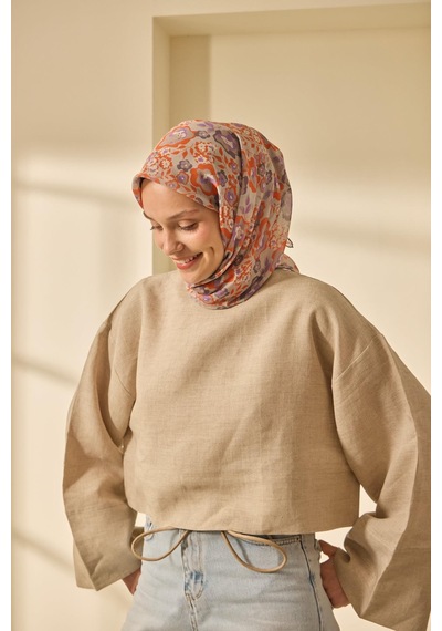 Silk Home Soft Eşarp 73090-13 Uruncu, Eflatun, Pastel Mor