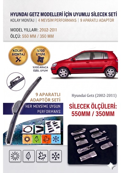 Hyundai Getz Ön Cam Silecek Takımı 2002-2011