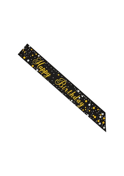 Kuşak Happy Birthday Sihah Üstü Gold Varaklı 10 168 Cm Varaklı Doğum Günü Kuşağı Diğer