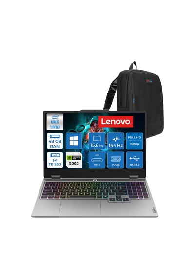 Lenovo LOQ 15IRX10 W83JE01L2TRP20 i7-13650HX 48 GB 1 TB SSD+1 TB SSD 8 GB/rtx5060 100w 15.6" W11P Dizüstü Bilgisayar + Çanta