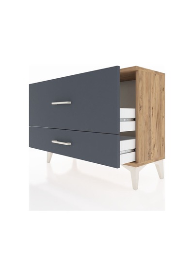 Arges Şifonyer 2 Çekmeceli 88x30x64 Çam-antrasit Atlas Çam