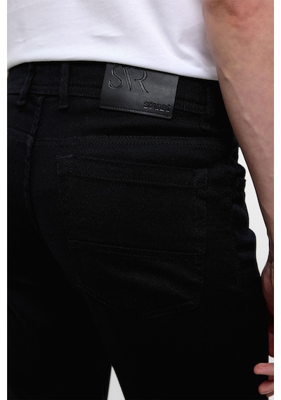 Süvari Siyah Slim Fit 5 Cep Kalıp Armürlü Kanvas Pantolon-35416 Siyah