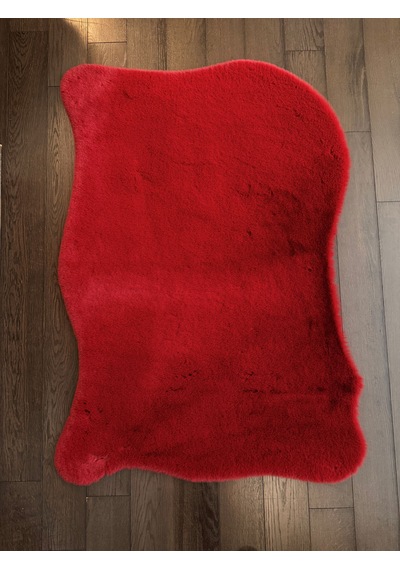 Ultra Soft Bordo Yumuşak Dokulu Peluş Halı Asimetrik