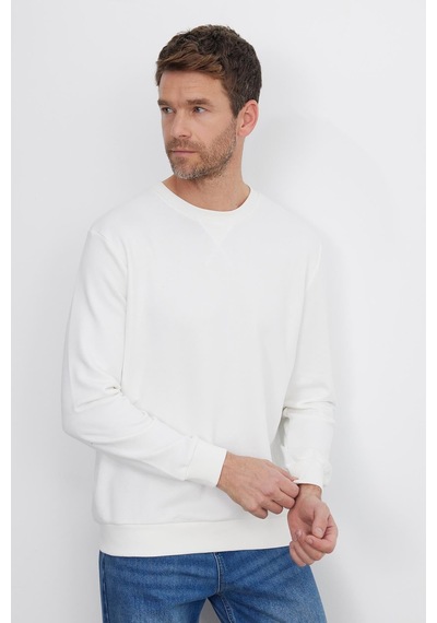 Tudors Unisex Relax Fit Rahat Kesim %100 Pamuk 3 İplik Basic Beyaz Bisiklet Yaka Sweatshirt-26563 Tudors Unisex Relax Fit Rahat Kesim %100 Pamuk 3 İplik Basic Beyaz Bisiklet Yaka Sweatshirt-26563