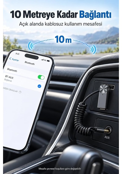 Bluetooth 5.1 Alıcı Usb Aux 3.5 Mm Çok Fonksiyonlu Kablosuz Araç Kiti Telefon Konuşma Müzik Dinleme