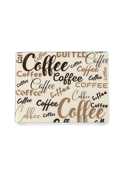 Gökçeoğlu Cam Kesme Tahtası Coffee Temalı - Cam Kesme Tablası 30cm X 40cm Çok Renkli