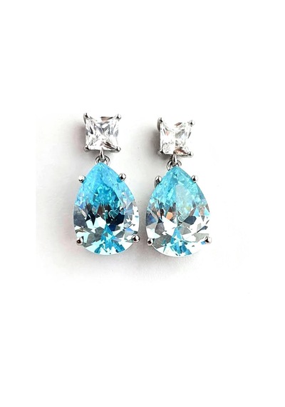 Sky Diamond Blue Aquamarin Taşlı 925ayar Gümüş Üzerine Altın Kaplama Damla Küpe 23497851