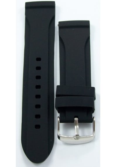 Siyah Kokusuz Silikon 24Mm Saat Kordonu Yumuşak Spor Kayışı Oval