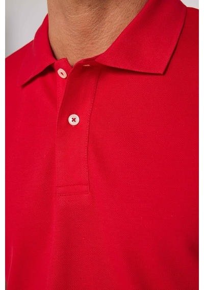 Tudors Erkek Slim Fit Dar Kesim %100 Pamuk Düz Pike Kırmızı Polo Yaka Tişört-30560 Kirmizi Kırmızı