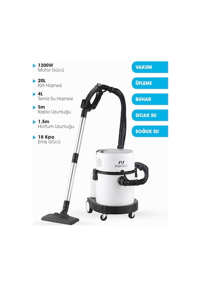 Pirantech RLZ-208 4'ü 1 Arada 2400 W Buharlı Temizlik Robotu
