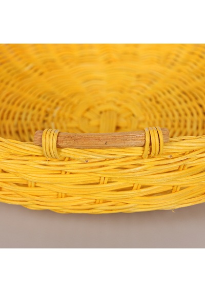 Rattan Kulp Tasarımlı Sarı 35x 7/8 Cm. Rattan Tepsi Sarı