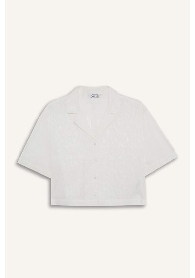 Defacto Oversize Geniş Kalıp Pijama Yaka Nakışlı Brode Kısa Kollu Gömlek B9022ax25smwt32 Beyaz Defacto Oversize Geniş Kalıp Pijama Yaka Nakışlı Brode Kısa Kollu Gömlek B9022ax25smwt32 Beyaz