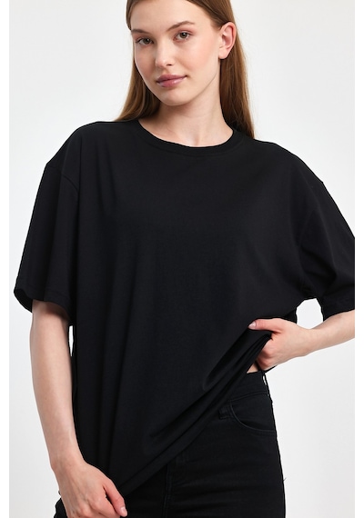 Odda Kadın Oversize Tişört P-009408 Siyah