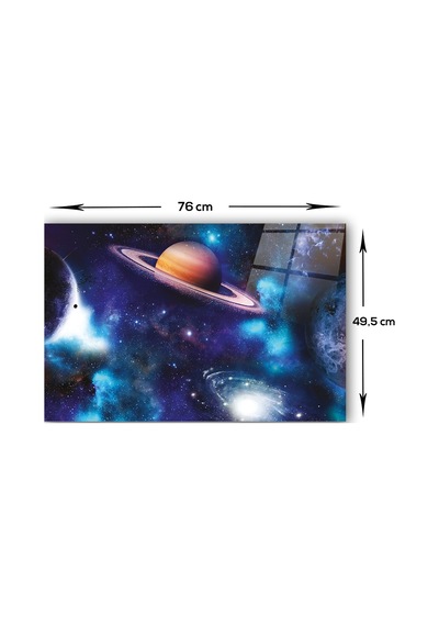Decorita Cam Ocak Arkası Koruyucu Galaksi Desen Renkli 49.5 CM x 76 CM