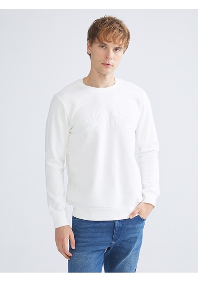 LC Waikiki Lc Waıkıkı Beyaz Bisiklet Yaka Uzun Kollu Sweatshirt