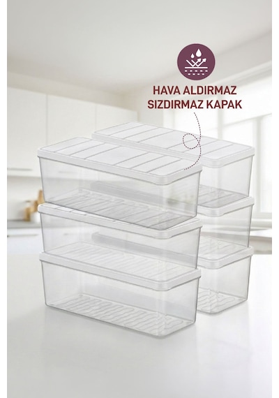 Selka Home 6 Adet 2 Lt. Nora Organizer Buzdolabı Buzluk Düzenleyici Saklama Kabı
