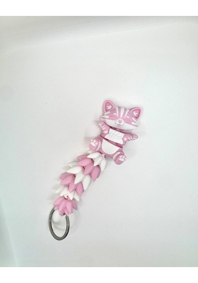 Hareketli Kedi Anahtarlık Açık Pembe