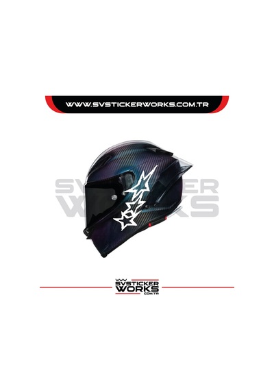Stars Yıldız Sticker Kask Sticker Kasklar Uyumlu Tek Yön 1 Adet Beyaz