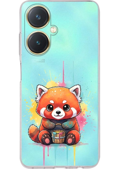 Vivo Y27 İle Uyumlu Splash Tilki Tasarımlı Şeffaf Silikon Kılıf Şeffaf