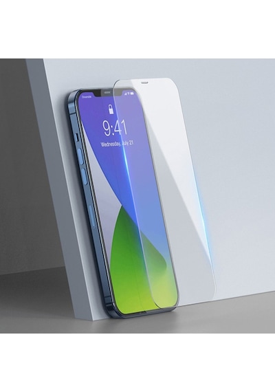 Baseus Apple Uyumlu   iPhone 12 Pro Max 6.7 0.3Mm Antiblue Light Tempered Cam Şeffaf